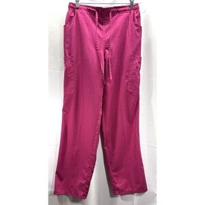 Reina Womens Pink Drawstring Scrub Pants Size Medium